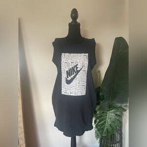Nike Black Sleeveless Graphic Dress with White Logo Panel